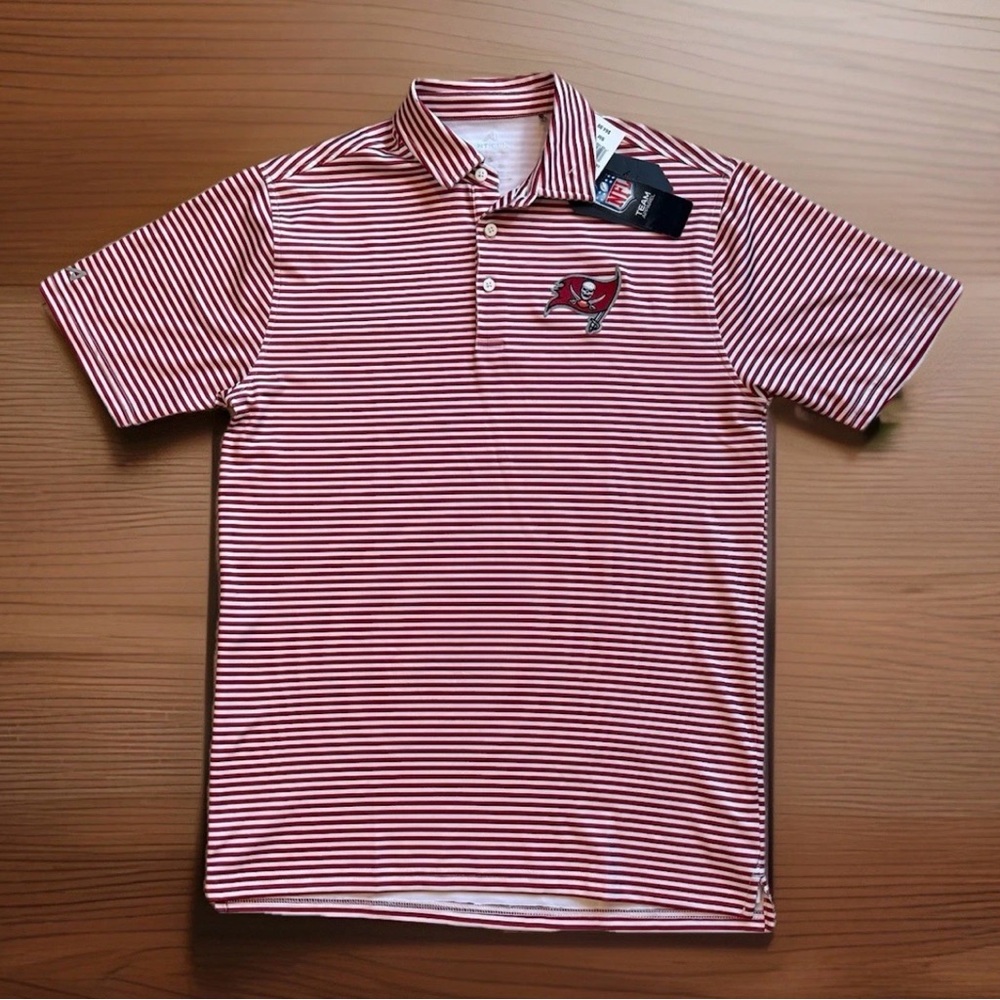 Men’s Antigua Tampa Bay Buccaneers Super Bowl Champions Red Striped Polo Small S